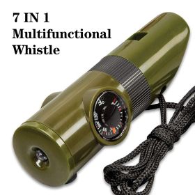 ABS 7 In 1 Multifunctional Survival Whistle With LED Light; Compass; Thermometer; Magnifying Glass; Mirror; Suitable For Camping; Hiking; Outdoor