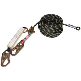 VEVOR Vertical Lifeline Assembly, 0.55'' x 50' Fall Protection Rope with 30 KN Breaking Tension, Polyester Roofing Rope with Steel Snap Hooks