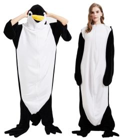 Wearable Penguin Blanket Hoodie Sleeping Bags for Adults (Color: Black, size: M)